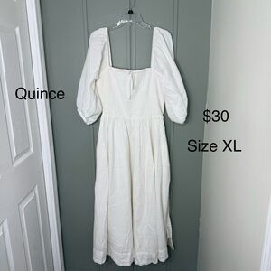 Quince White Puff Sleeve Dress